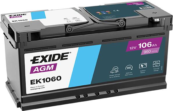 Акумулятор EXIDE START-STOP AGM 106Ah Ев (-/+) (950EN) (д393*ш175*в190) EK1060